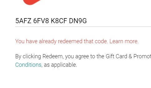 You have already redeemed that code.