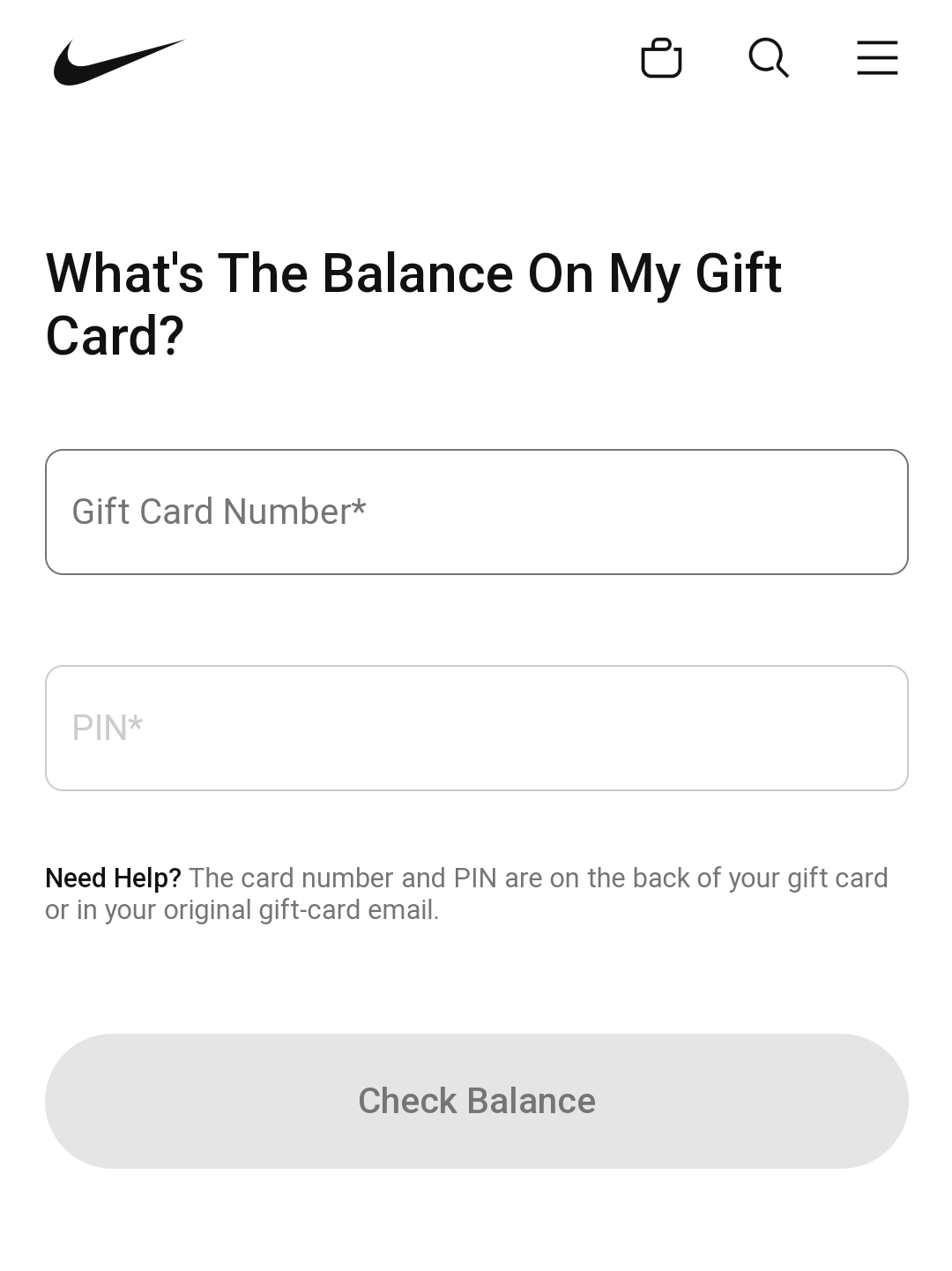 check nike gift card balance canada