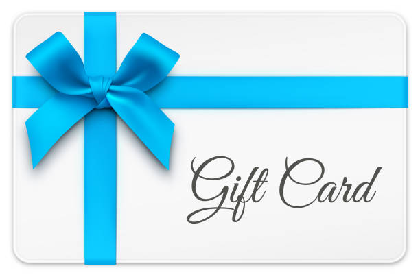 Gift Card with Blue Bow and ribbons.