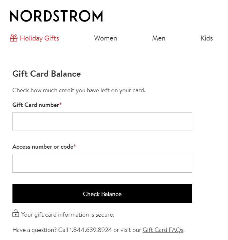 Nordstrom gift card balance check