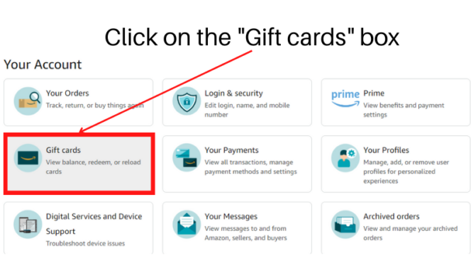 Check your Amazon gift card balance