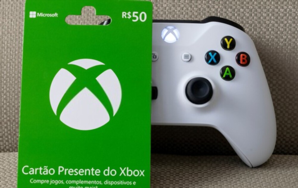 Xbox gift card and a controller
