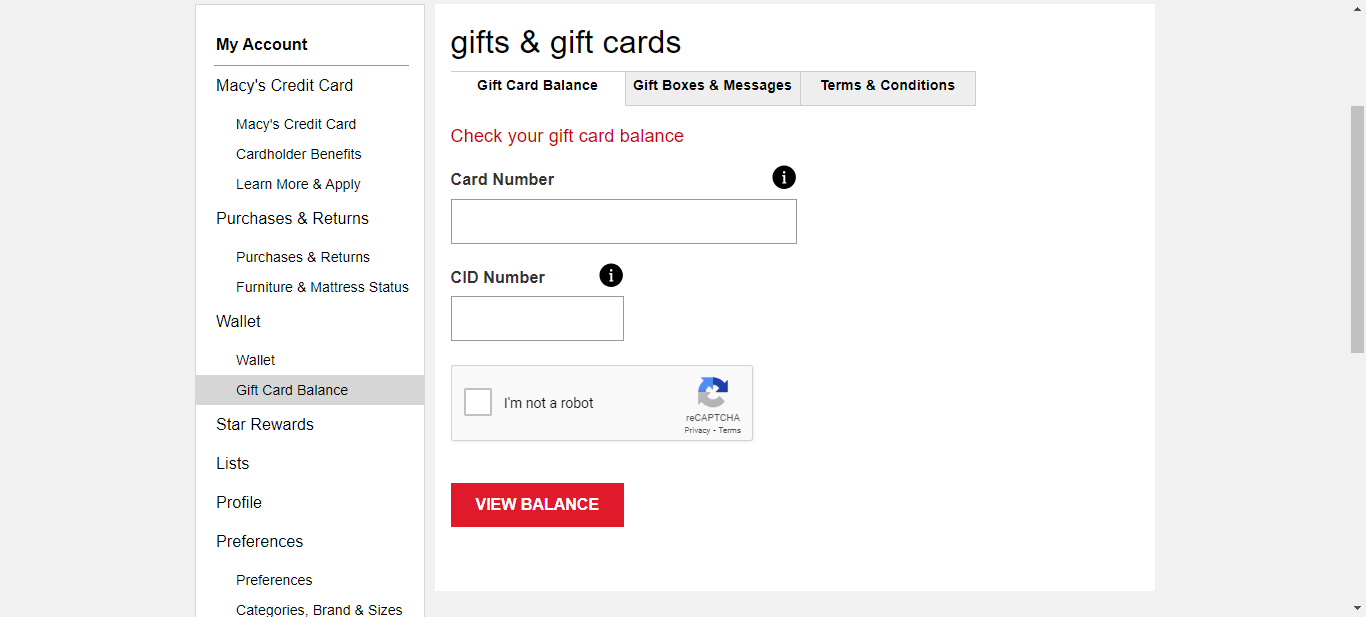 Gift Card Balance Lookup