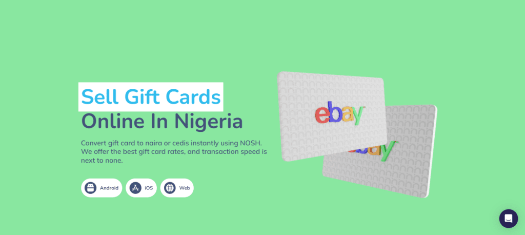 Sell gift cards online on NOSH