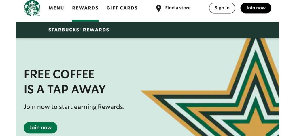 Starbucks Rewards Page